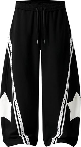 Vamtac فضفاض Sweatpants الرجال Y2k ستار التصحيح مخطط بنطال ذو قصة أرجل واسعة 2026 فضفاض عادية برميل عرق السراويل مع جيوب in Kuwait