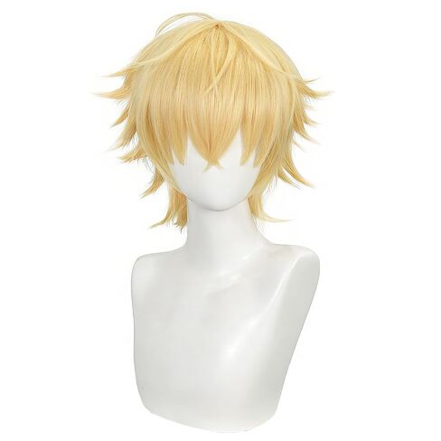 Blonde Anime Wig Denji Short Layered Blonde Wig with Necklace Heat Resistant Synthetic Hair Replacement for Halloween Cosplay Costume Party in Saudi Arabia