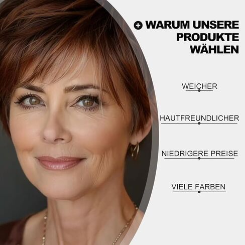 Short Wigs for White Women Bob Brown Pixie Cut Wig Realistic Layered Synthetic Brunette Wig with Bangs for Daily Party (Light brown) in Saudi Arabia