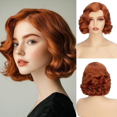 Short Black Curly Wigs for Women Natural Wavy Anime Cosplay Wig 1920s Carnival Halloween Costume Fancy Dress Up Drag Queen Party Flapper Wig in Saudi Arabia