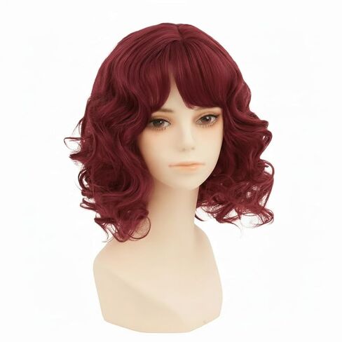 Short Black Curly Wigs for Women Natural Wavy Anime Cosplay Wig 1920s Carnival Halloween Costume Fancy Dress Up Drag Queen Party Flapper Wig in Saudi Arabia