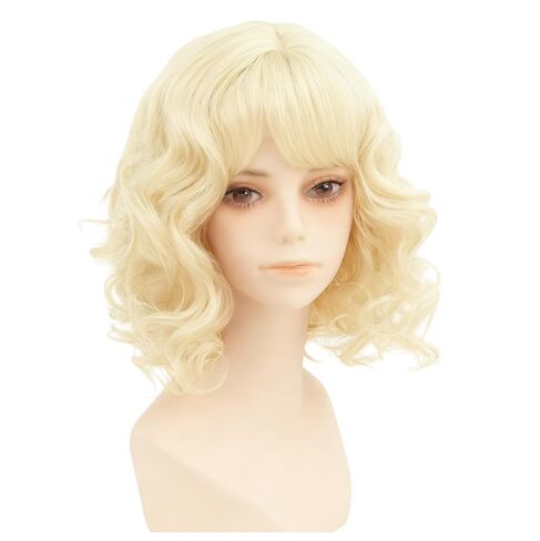 Short Black Curly Wigs for Women Natural Wavy Anime Cosplay Wig 1920s Carnival Halloween Costume Fancy Dress Up Drag Queen Party Flapper Wig in Saudi Arabia