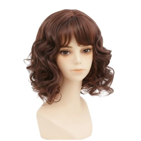 Short Black Curly Wigs for Women Natural Wavy Anime Cosplay Wig 1920s Carnival Halloween Costume Fancy Dress Up Drag Queen Party Flapper Wig in Saudi Arabia