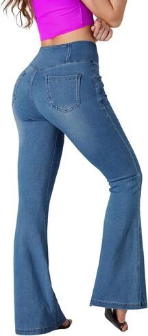 BlueRose Flare Jean for Women,Bell Bottom Jeans for Women Knit Crossover High Waisted Bootcut Jean in Saudi Arabia