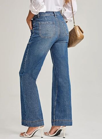 EVALESS Womens Jeans Wide Leg High Waisted Straight Bootcut Jeans Trendy Fall 2026 Zimbaplatinum Stretchy Denim Pants in Kuwait