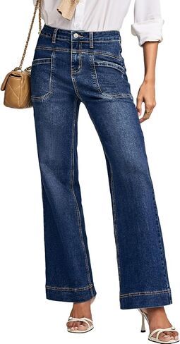 EVALESS Womens Jeans Wide Leg High Waisted Straight Bootcut Jeans Trendy Fall 2026 Zimbaplatinum Stretchy Denim Pants in Kuwait