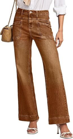 EVALESS Womens Jeans Wide Leg High Waisted Straight Bootcut Jeans Trendy Fall 2026 Zimbaplatinum Stretchy Denim Pants in Kuwait