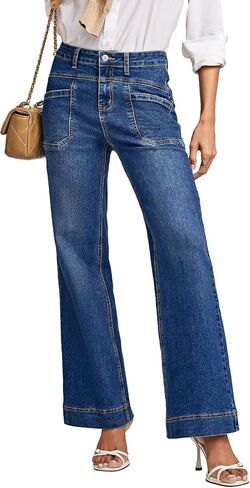 EVALESS Womens Jeans Wide Leg High Waisted Straight Bootcut Jeans Trendy Fall 2026 Zimbaplatinum Stretchy Denim Pants in Kuwait