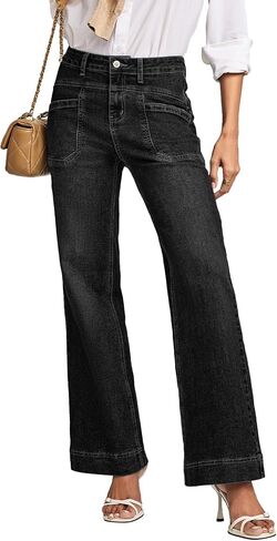 EVALESS Womens Jeans Wide Leg High Waisted Straight Bootcut Jeans Trendy Fall 2026 Zimbaplatinum Stretchy Denim Pants in Kuwait