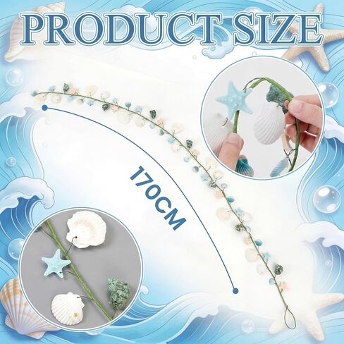 5.58 ft Coastal Decor Shell Garland Beach Mantel Swag Decor Seashell Starfish Centerpiece Garland Conch Beach Decorations for Table Wall Bedroom Home Dining Doorway Weddings in Saudi Arabia
