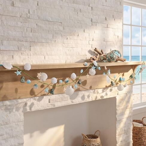 5.58 ft Coastal Decor Shell Garland Beach Mantel Swag Decor Seashell Starfish Centerpiece Garland Conch Beach Decorations for Table Wall Bedroom Home Dining Doorway Weddings in Saudi Arabia