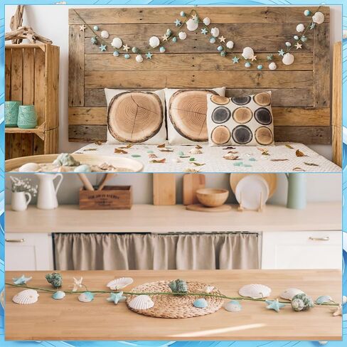 5.58 ft Coastal Decor Shell Garland Beach Mantel Swag Decor Seashell Starfish Centerpiece Garland Conch Beach Decorations for Table Wall Bedroom Home Dining Doorway Weddings in Saudi Arabia