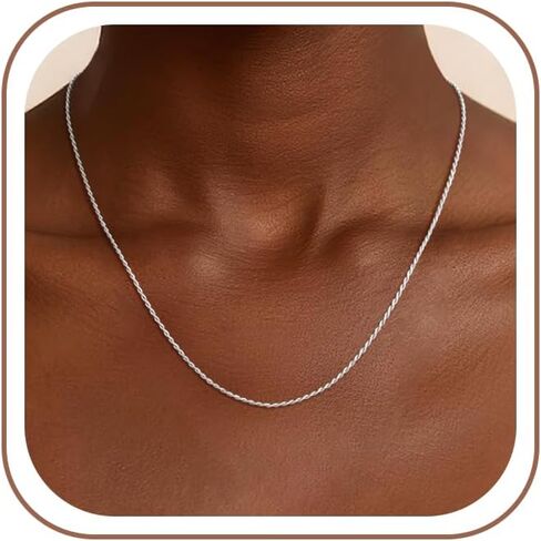 1.5mm S925 Sterling Silver Rope Chain for Women - S925 Sterling Silver Rope Chain Neckalce Sturdy Durable Chains Necklace for Women 16/18/20/22 Inch in Saudi Arabia