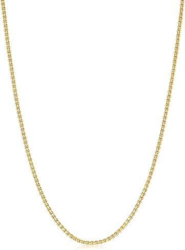 CHOW SANG SANG 18K Yellow Solid Gold Machinery Chain Box Chain Necklace for Women 94226N | 15.7 Inches, (40 CM) in Kuwait