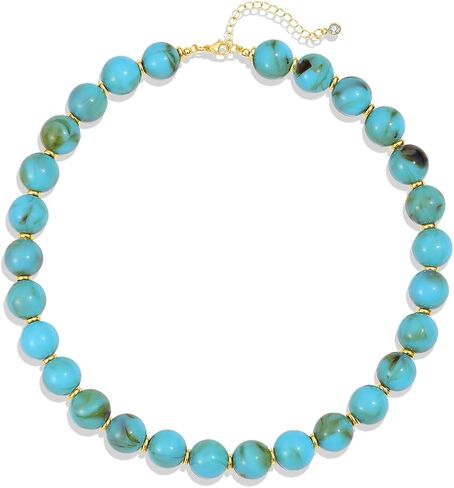Colorful Beaded Necklace for Women Chunky Resin Beads Choker Necklaces Boho Statement Necklace Summer Vacation Y2K Jewelry in Kuwait