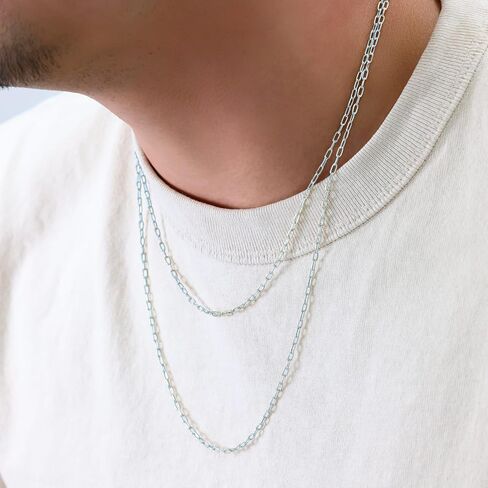 Nuragold 10k Real White Gold Paperclip 2mm Elongated Cable Link Necklace (16"-24") Dainty Italian Jewelry for Men & Women in Kuwait