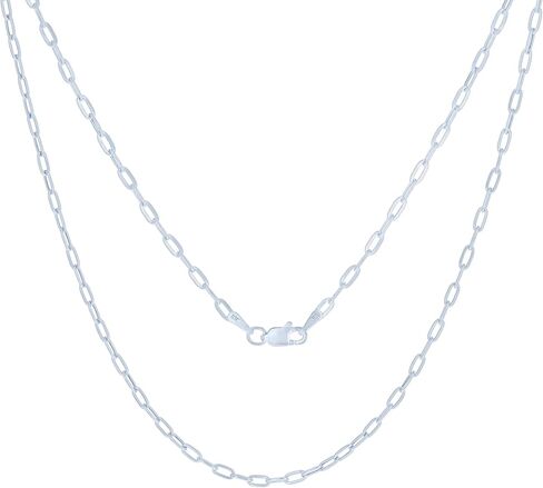 Nuragold 10k Real White Gold Paperclip 2mm Elongated Cable Link Necklace (16"-24") Dainty Italian Jewelry for Men & Women in Kuwait