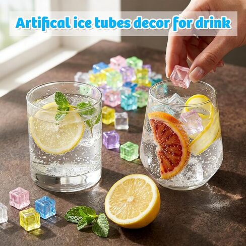 FINGOOO Colorful Fake Ice Tubes, 56 PCS Plastic Clear Ice Tubes for Photography Props Vase Filler Table Centerpiece Scatter Decoration in Kuwait