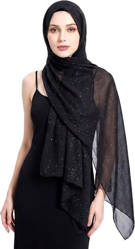 Sucrain Women Sequin Shawl Wraps Sheer Chiffon Shawl Sparkly Rhinestones Soft Scarf for Evening Dresses Banquets Wedding in Saudi Arabia