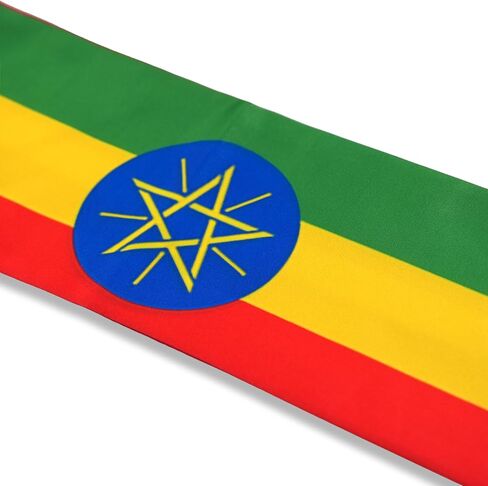 USA And Ethiopia Flag Graduation Stole,Satin Embroidery Graduation Sash for International Students,72 Inch Length. in Saudi Arabia