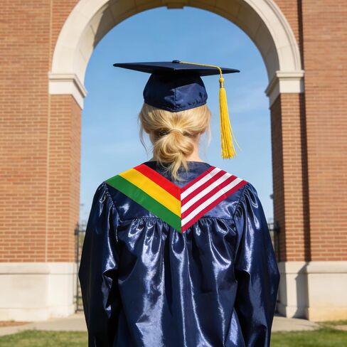 USA And Ethiopia Flag Graduation Stole,Satin Embroidery Graduation Sash for International Students,72 Inch Length. in Saudi Arabia