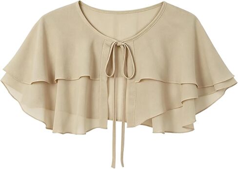 Double-Layer Chiffons Cropped Shawl Wraps Shrug for Evening Dress Wedding Capes Flapper Party Cover Up in Kuwait