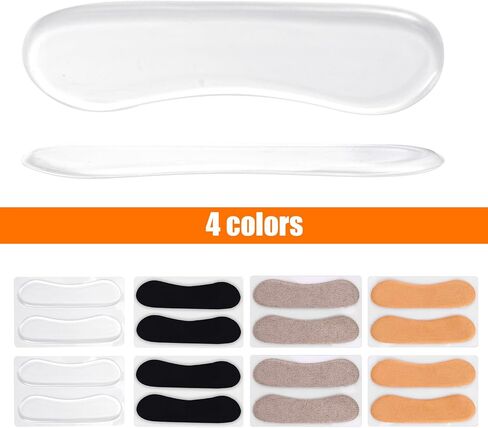 8 Pairs Sandal Strap Cushion Strips, 4 Colors Self-Adhesive Heel Liners Anti-Slip Heel Strap Cushion Pads for Shoes Too Big Slipping Rubbing (Clear, Yellow, Black, Gray) in Saudi Arabia
