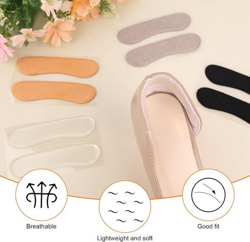 8 Pairs Sandal Strap Cushion Strips, 4 Colors Self-Adhesive Heel Liners Anti-Slip Heel Strap Cushion Pads for Shoes Too Big Slipping Rubbing (Clear, Yellow, Black, Gray) in Saudi Arabia