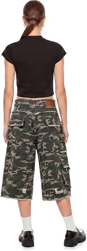 Aelfric Eden Camo Cargo Baggy Denim Shorts Distressed Paint Splatter Ripped Jean Shorts Unisex Loose Straight Jorts in Kuwait