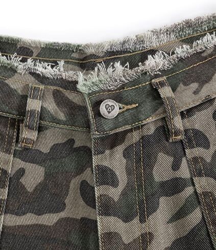 Aelfric Eden Camo Cargo Baggy Denim Shorts Distressed Paint Splatter Ripped Jean Shorts Unisex Loose Straight Jorts in Kuwait