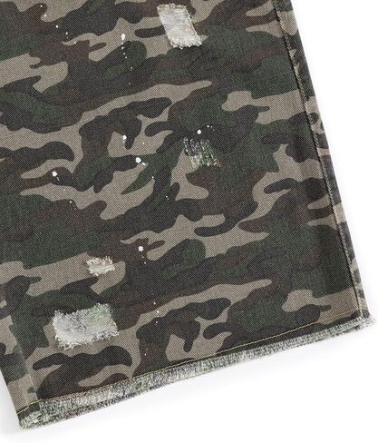 Aelfric Eden Camo Cargo Baggy Denim Shorts Distressed Paint Splatter Ripped Jean Shorts Unisex Loose Straight Jorts in Kuwait
