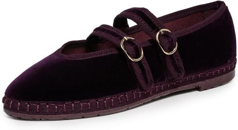Flabelus Women's Claire Velvet Mary Jane Flats in Saudi Arabia