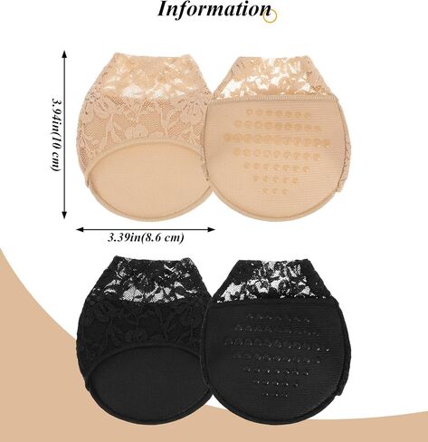 4 Pairs Toe Covers for Women, Toe Socks for Heels with Padding, Half Socks for Heel & Mules to Prevent Blisters (Beige and Black) in Saudi Arabia
