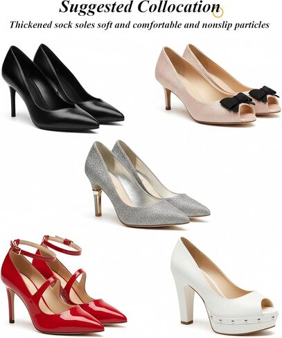 4 Pairs Toe Covers for Women, Toe Socks for Heels with Padding, Half Socks for Heel & Mules to Prevent Blisters (Beige and Black) in Saudi Arabia