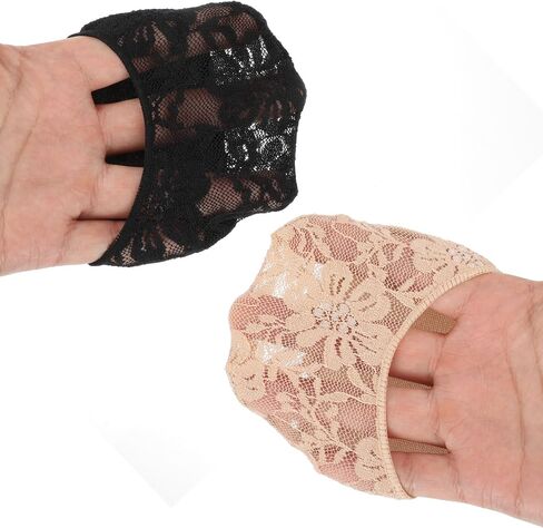 4 Pairs Toe Covers for Women, Toe Socks for Heels with Padding, Half Socks for Heel & Mules to Prevent Blisters (Beige and Black) in Saudi Arabia