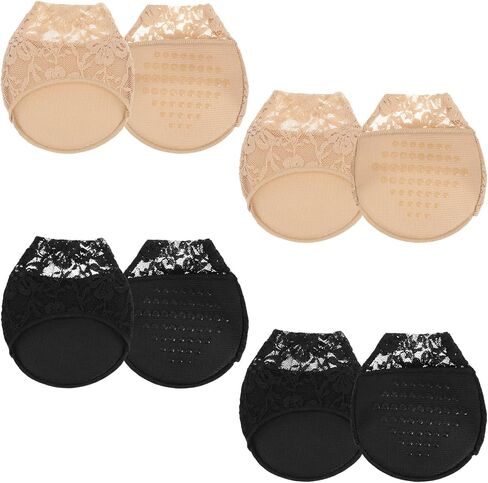 4 Pairs Toe Covers for Women, Toe Socks for Heels with Padding, Half Socks for Heel & Mules to Prevent Blisters (Beige and Black) in Saudi Arabia