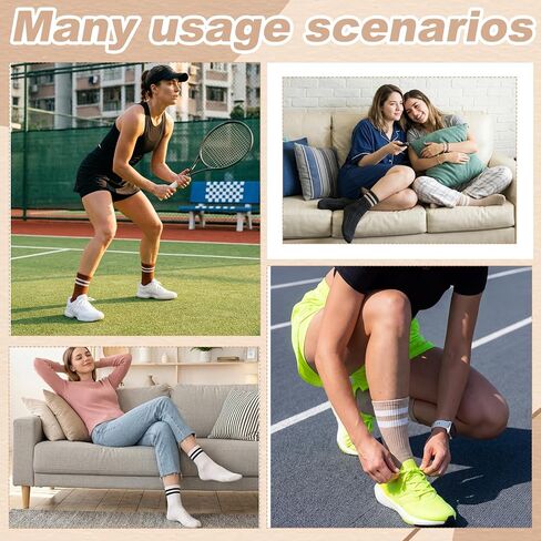 10 Pairs Women's Striped Crew Socks Retro Vintage 2 Style Sock Soft Breathable Casual Cotton Cozy Socks in Kuwait