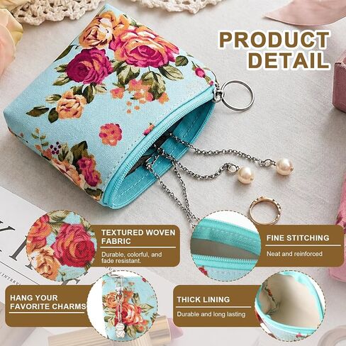 24 Pack Vintage Floral Coin Purses Bulk for Tea Party Favors, 3.5 x 4.6 in Canvas Zipper Pouches Small Change Purse Wallets for Women Guests Birthday Bridal Shower Gifts in Saudi Arabia