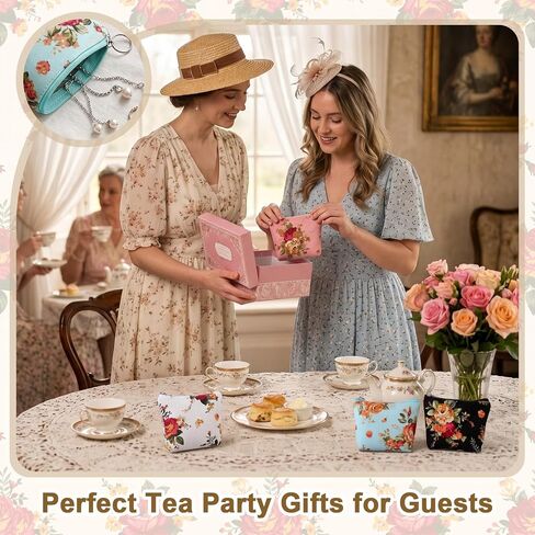 24 Pack Vintage Floral Coin Purses Bulk for Tea Party Favors, 3.5 x 4.6 in Canvas Zipper Pouches Small Change Purse Wallets for Women Guests Birthday Bridal Shower Gifts in Saudi Arabia