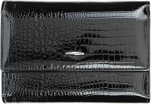 Women's Wallet Oil-waxed Genuine Leather, Crocodile Embossed Compact Bi-fold Wallet for Women with Magnetic Closure, Multi Card Slots, ID Window, Zipper Pockets (Red) in Kuwait