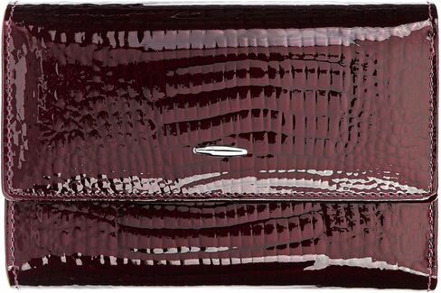 Women's Wallet Oil-waxed Genuine Leather, Crocodile Embossed Compact Bi-fold Wallet for Women with Magnetic Closure, Multi Card Slots, ID Window, Zipper Pockets (Red) in Kuwait