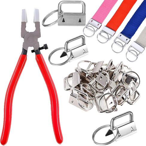 OFCOX Key Fob Hardware Set 50pcs 1 inch with Installation Pliers Tool for Wristlet Keychain Key Lanyard Making Supplies for Purse Straps Crafting DIY in Saudi Arabia
