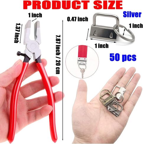 OFCOX Key Fob Hardware Set 50pcs 1 inch with Installation Pliers Tool for Wristlet Keychain Key Lanyard Making Supplies for Purse Straps Crafting DIY in Saudi Arabia