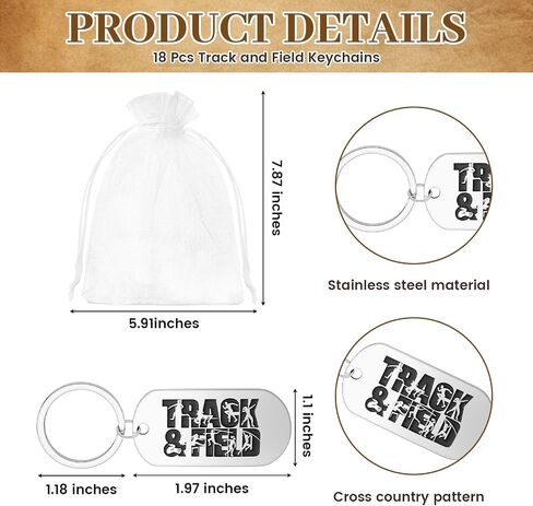 Huquary 18 Sets Track and Field Gift for Runner Bulk Stainless Steel Track and Field Keychain Adjustable Running Bracelets Charm with Cards and Organza Bags for Men Women Marathon Team in Kuwait