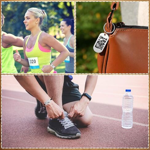 Huquary 18 Sets Track and Field Gift for Runner Bulk Stainless Steel Track and Field Keychain Adjustable Running Bracelets Charm with Cards and Organza Bags for Men Women Marathon Team in Kuwait