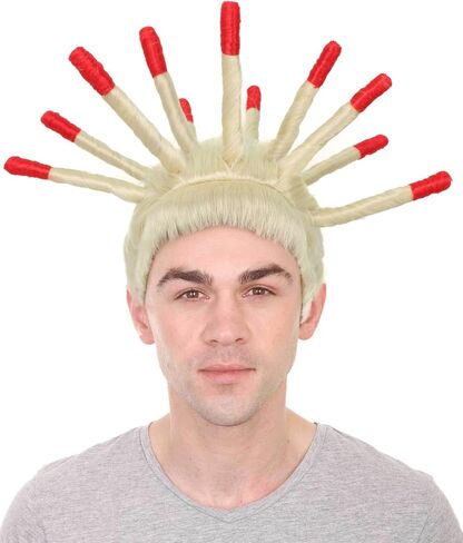 شعر مستعار HPO للرجال البالغين Island Twin Brothers Spiky Dreadlocks وأطراف حمراء، قبعة بدون غطاء قابلة للتنفس، ألياف صناعية مقاومة للهب in Kuwait