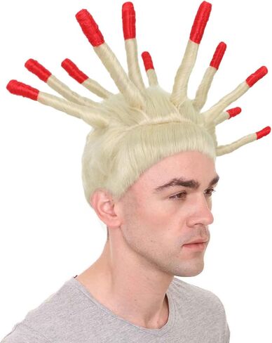 شعر مستعار HPO للرجال البالغين Island Twin Brothers Spiky Dreadlocks وأطراف حمراء، قبعة بدون غطاء قابلة للتنفس، ألياف صناعية مقاومة للهب in Kuwait