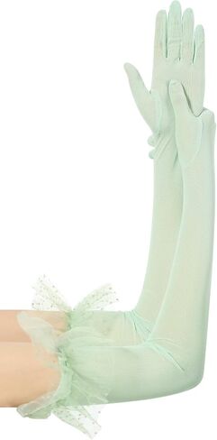 Women's Long Lace Opera Party Sheer Gloves Elbow Length Mesh Tulle Gloves for Wedding Bridal Prom Costume in Saudi Arabia