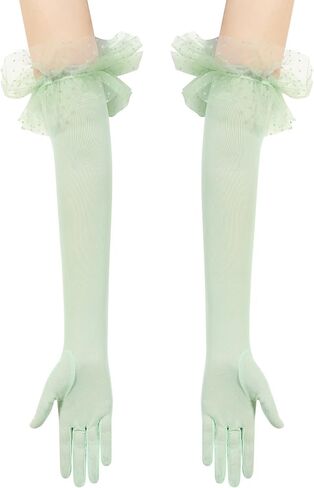 Women's Long Lace Opera Party Sheer Gloves Elbow Length Mesh Tulle Gloves for Wedding Bridal Prom Costume in Saudi Arabia