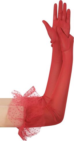 Women's Long Lace Opera Party Sheer Gloves Elbow Length Mesh Tulle Gloves for Wedding Bridal Prom Costume in Saudi Arabia